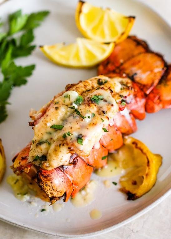 Garlic Lemon Butter Broiled Lobster Tails