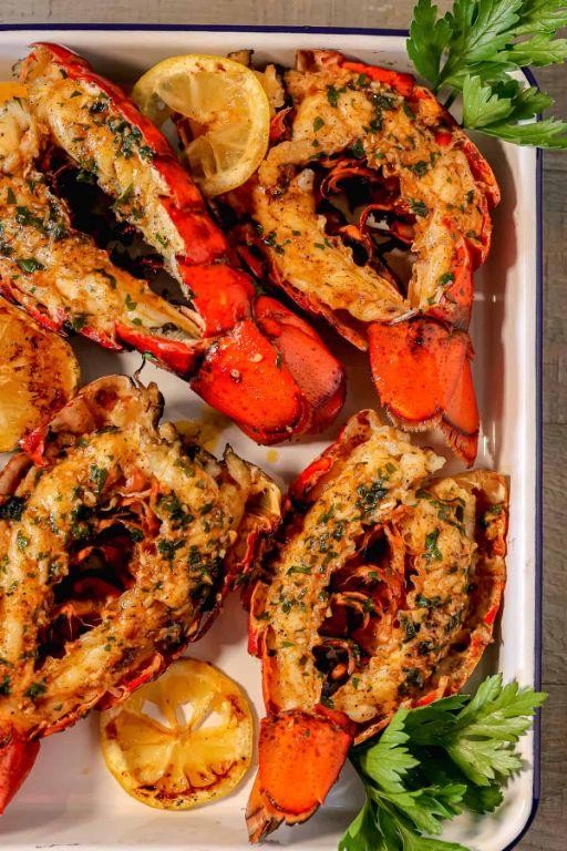 Herb Butter Broiled Lobster Tails