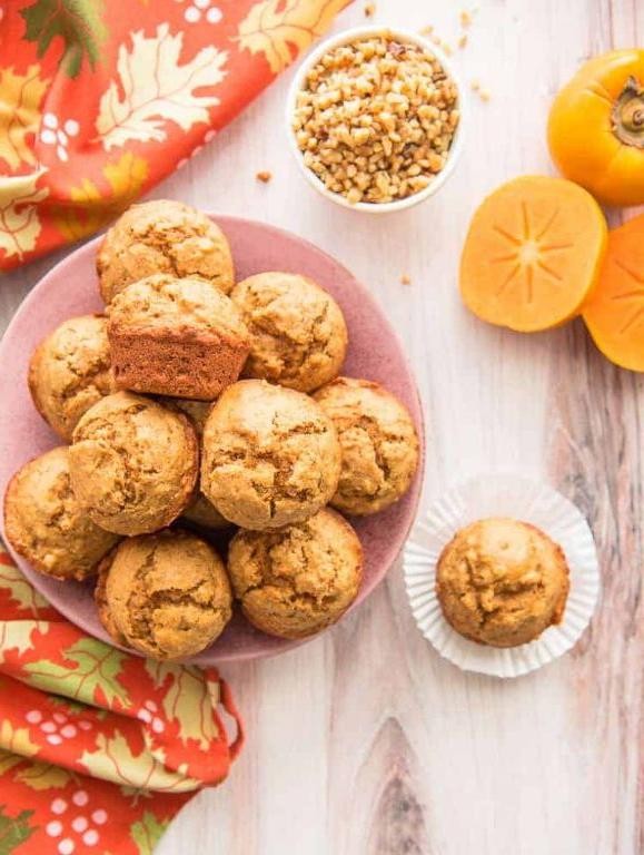 Spiced Persimmon Muffins with Walnuts