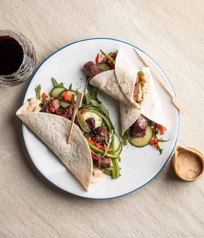 Venison and Roasted Red Pepper Wraps